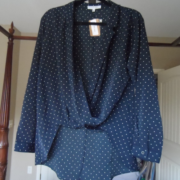 FAVLUX Tops - Polka Dot twist hem blouse